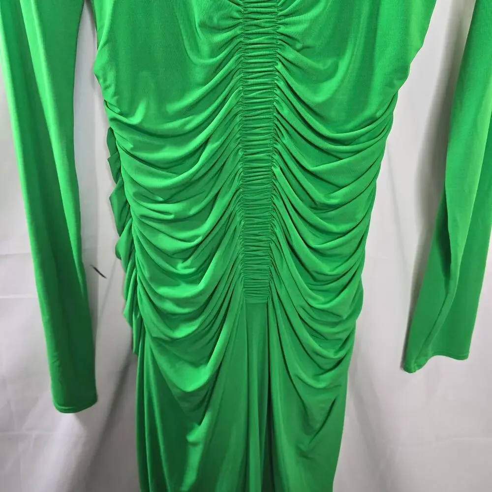 A.L.C Adeline Green Asymmetric Ruched Stretch Maxi Dress Size Medium - Picture 8 of 13